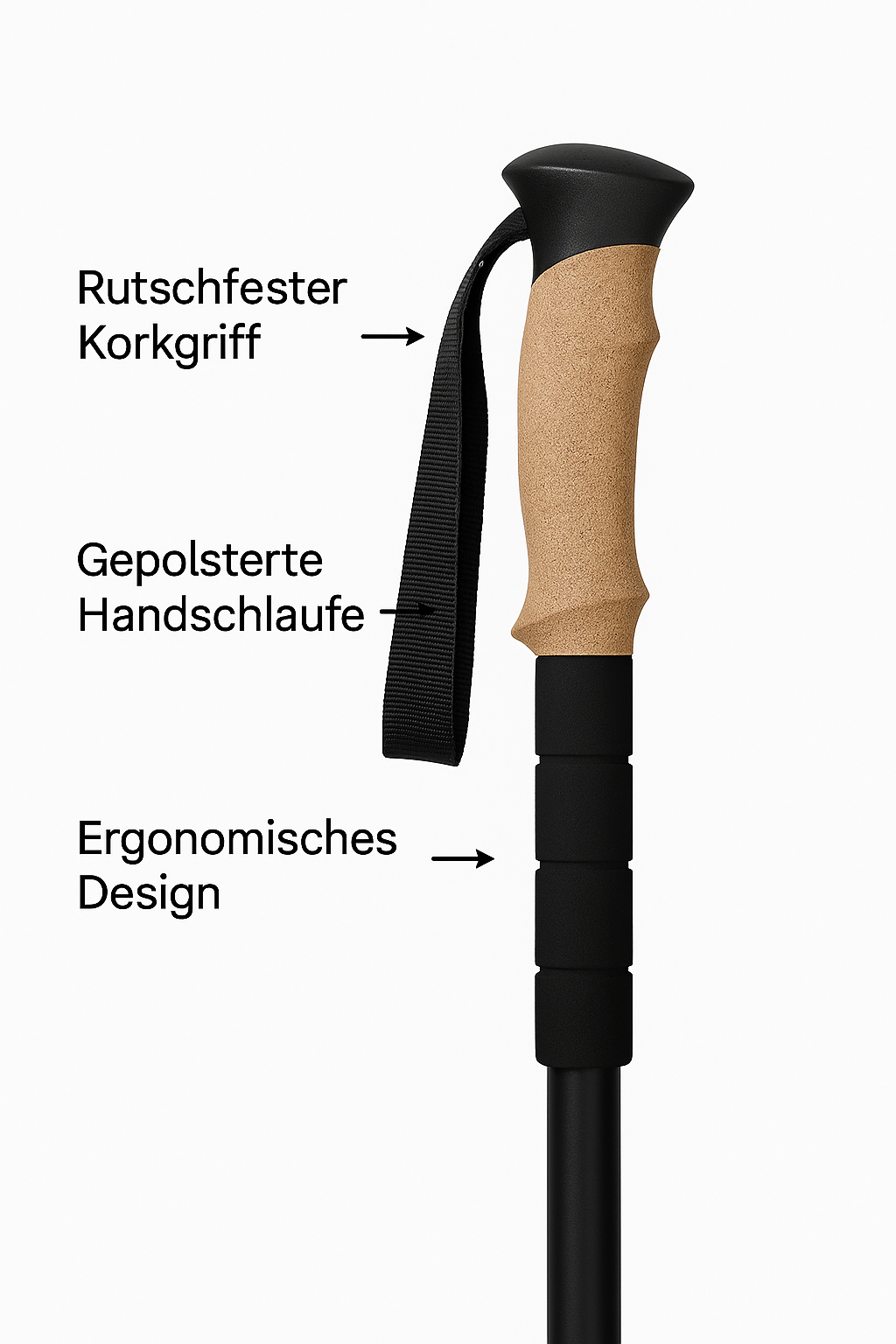 Wanderstock mit Anti-Schock & Korkgriff